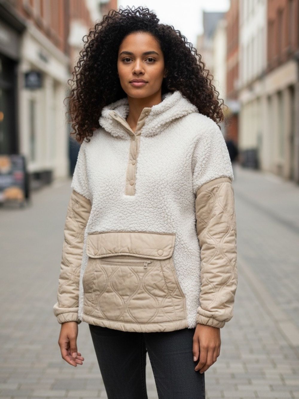 Blank NYC Tan Pullover Sherpa Jacket Women’s Size Large NWT